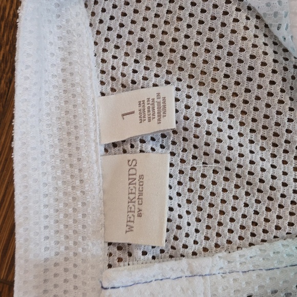 Chico's Weekend 3/4 Sleeve Ombre Blue Mesh Jacket Zip Front, M, Chicos Sz1/M - Picture 3 of 7